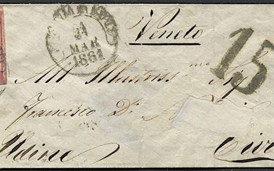 1861, Napoli, lettera da Napoli per Cividale (Udine) del 21 marzo 1861