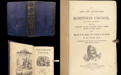 1864 Robinson Crusoe Adventures Defoe SIGNED Gov. of Ohio Follansbee Noyes
