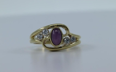 18Kt Diamond & Cabochon Ladies Ring Signed "SF"