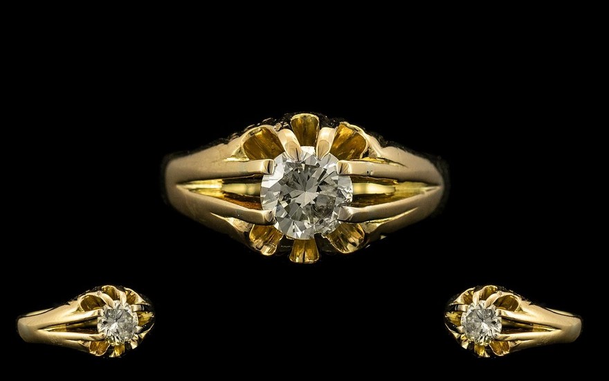 18ct Gold Gents Diamond Ring -Gypsy Setting. Full Hallmark f...