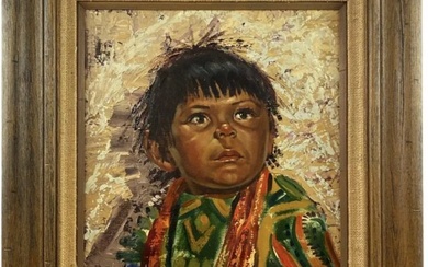1976 Navajo Boy oil Painting by Ernesto Zepeda