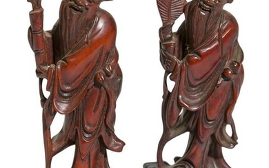 19th Century Carved Chinese Longevity Figures