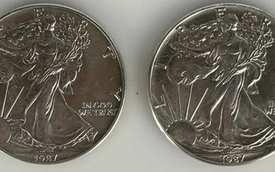 2 AMERICAN SILVER EAGLE DOLLAR 1987