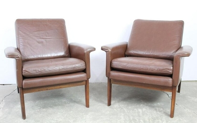 2 Mid-Century Modern France & Son Danish Leather Chairs
