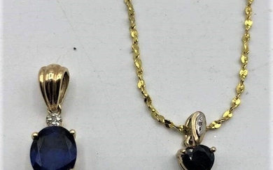 2 Pc Sterling Pendants with Blue Spinel, one has chain