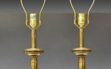 (2) STIFFEL BRASS TABLE LAMPS W/ SHADES