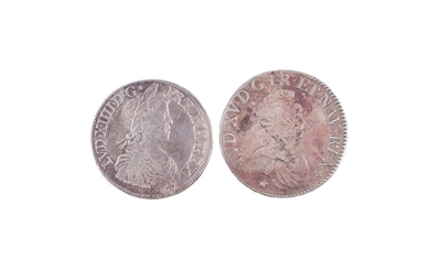 2 monnaies : Louis XIV 1643-1715 Ecu à la... - Lot 44 - Maison R&C, Commissaires-Priseurs Associés