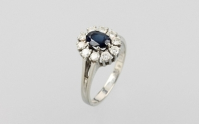 18 kt gold ring with sapphire and...