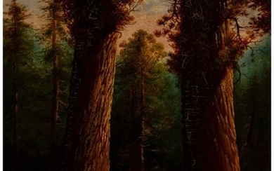 28044: American School (19th Century) Redwood Path Oil