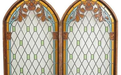 (2Pc) Antique Stained Glass Church Windows