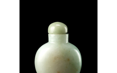 A jadeite snuff bottle of suffused green tone with hard stone stopper China, 20th century (h. 6 cm.)