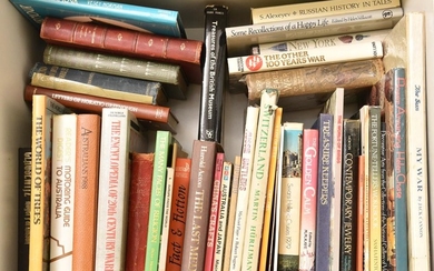 A SHELF OF BOOKS ON VARIOUS TOPICS