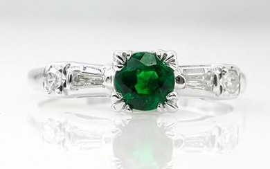 0.50ct Antique Vintage Art Deco Green Emerald Diamond
