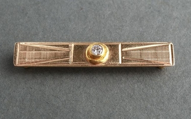 14K Yellow Gold & Diamond Bar Pin Brooch
