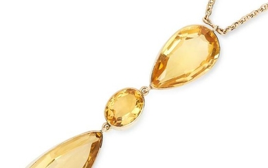 ANTIQUE CITRINE PENDANT NECKLACE set with pear and oval