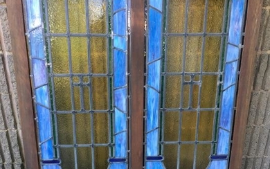 Pair Architectural Salvage Stained Glass Windows