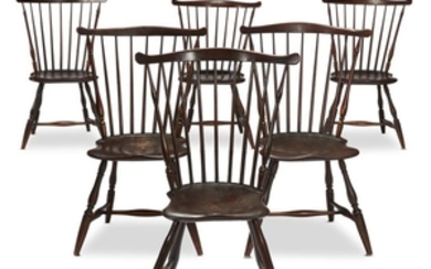 Assembled set of six fan-back Windsor side chairs Philadelphia,...