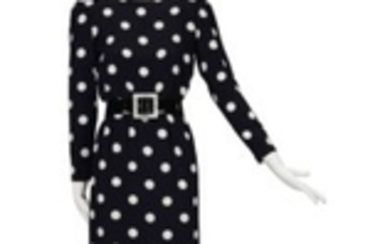 A BLACK AND WHITE POLKADOT SILK CREPE COCKTAIL DRESS, GIVENCHY COUTURE, 1980S