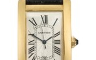 CARTIER | A YELLOW GOLD AUTOMATIC RECTANGULAR WRISTWATCH WITH DATE REF 2329 CASE 772860CD CIRCA 2005
