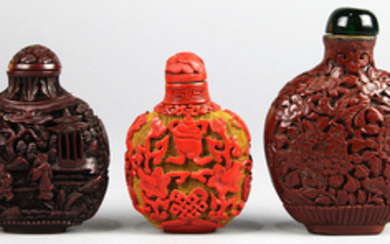Chinese Cinnabar Lacquered Snuff Bottles