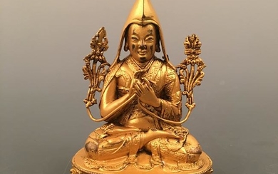 Chinese Gilt Bronze Tsong Kha Pa Figure