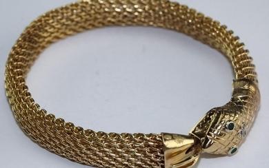 Designer 14K Gold Diamond & Emerald Snake Bracelet