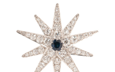 Edwardian Diamond Starburst Pendant/Brooch, Black, Starr & Frost