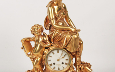 FRENCH DORE BRONZE AND MARBLE CLOCK