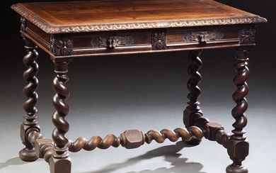 French Provincial Carved Oak Writing Table, 19th c.