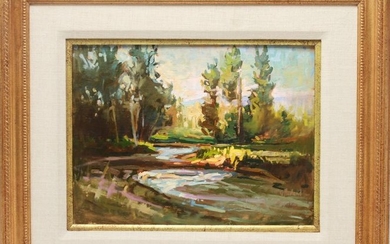 G Holland Signed "Twilight, River in Summer" Oil