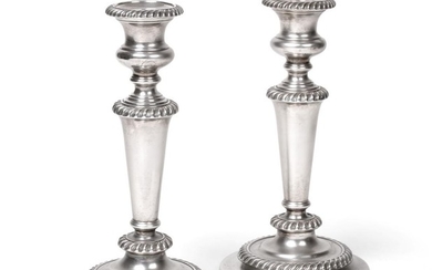 A Pair of George IV Silver Candlesticks, by Waterhouse, Hodson...
