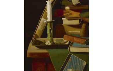 JOHN FREDERICK PETO | FORGOTTEN FRIENDS: CANDLESTICK AND BOOKS ON TABLE