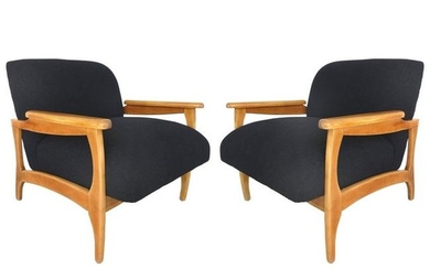 Knoll Boucle Fabric Mid-Century Modern Armchairs