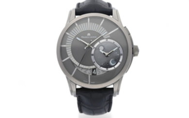 Maurice Lacroix. A Limited Edition Titanium Calendar Wristwatch with Dual Time Zone and Day/Night Indication