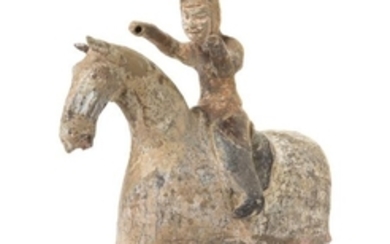 * A Painted Pottery Equestrian Figure