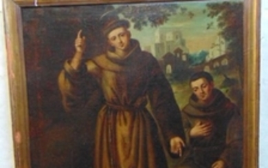 Painting, saints 17th Century, oil on canvas showing