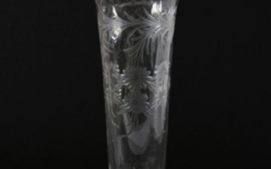 Pedestal Vase, Cut Glass, Engraved Floral