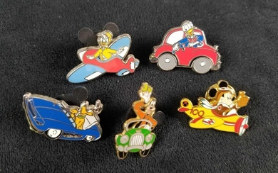 Set Of Five Disney Retired Travel Pins