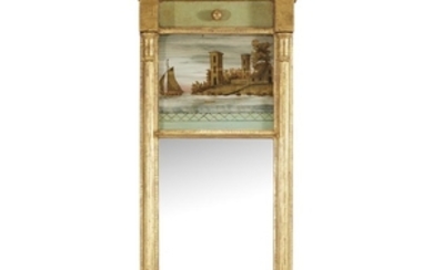 A small Federal giltwood and gesso looking glass circa...