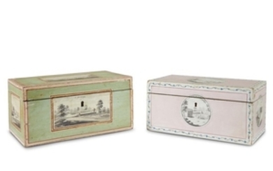 Two French or Belgian grisaille-decorated tea caddies circa 1800...