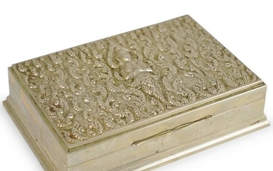 Vintage Burmese Repousse Silver Cigar Box