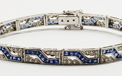 18k Art Deco style gold sapphire and diamond bracelet