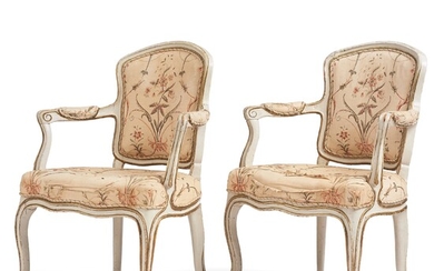A pair of Swedish rococo armchairs, mid 18th century.