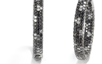 Crivelli, A Pair of Diamond and Black Diamond Earrings