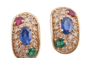 A pair of multi gem earrings