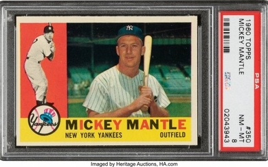 56844: 1960 Topps Mickey Mantle #350 PSA NM-MT 8. Well