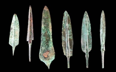 6 Ancient Near Eastern & Luristan Bronze Spear Heads