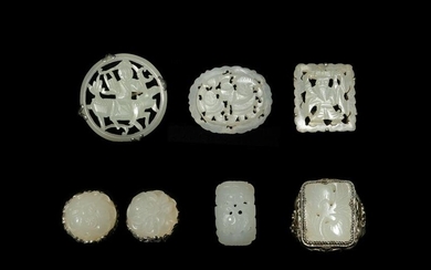 6 Chinese Carved Jade Jewelries, 18/19th Century