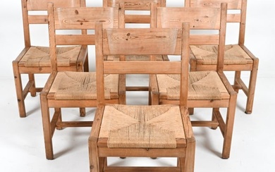 (6) TAGE POULSEN FOR GM DANISH PINE DINING CHAIRS