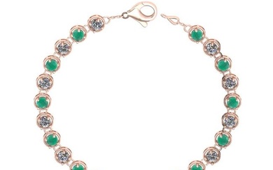 6.00 Ctw SI2/I1 Emerald and Diamond 14K Rose Gold Bracelet